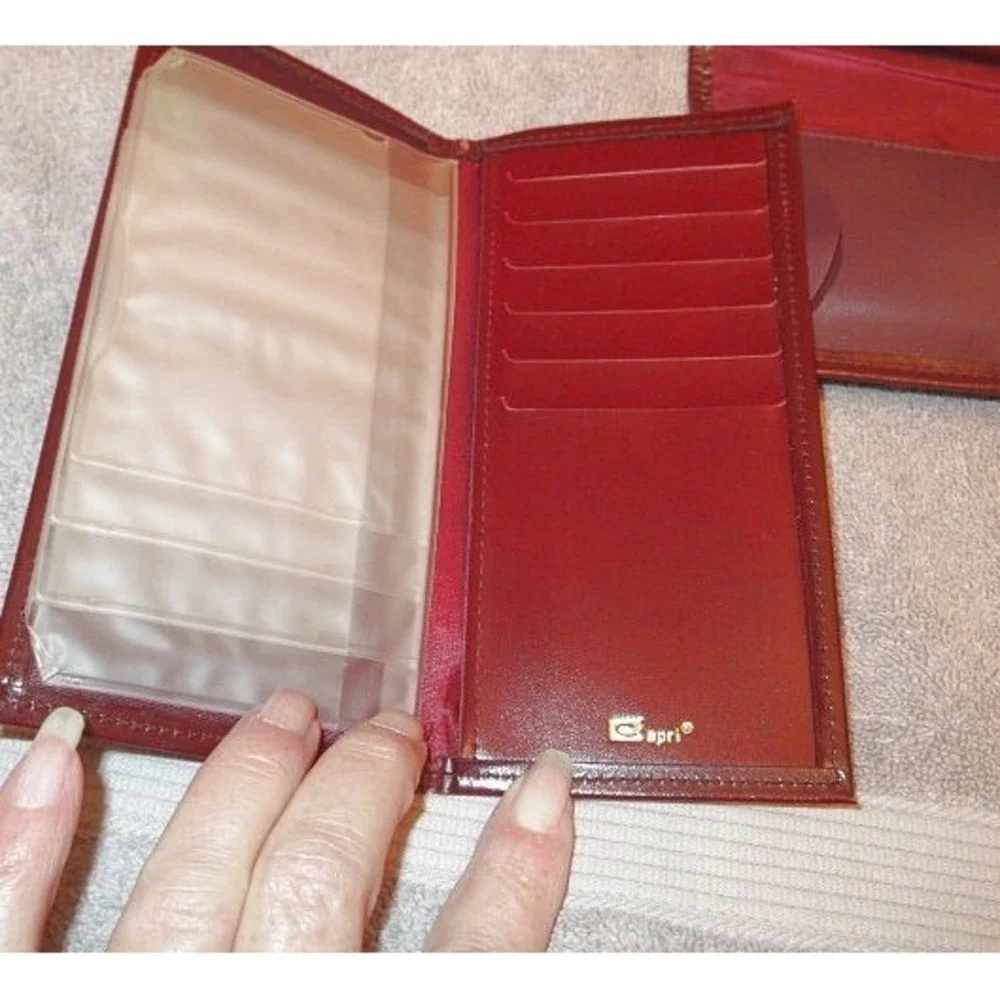 Vintage San Souci Calfskin Leather Checkbook Wallet Clutch Kisslock Old Money